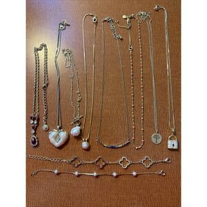 Gold Tone Jewelry Lot Necklaces & Bracelets